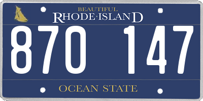 RI license plate 870147