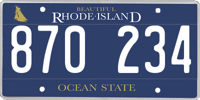 RI license plate 870234