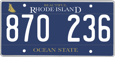 RI license plate 870236