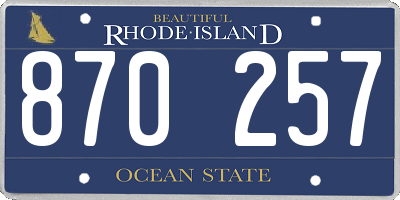 RI license plate 870257