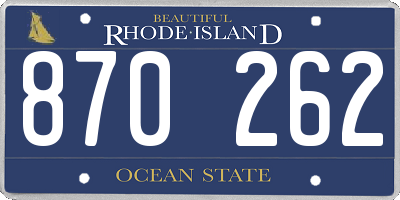 RI license plate 870262