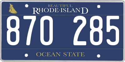 RI license plate 870285