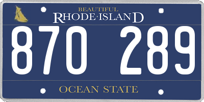RI license plate 870289