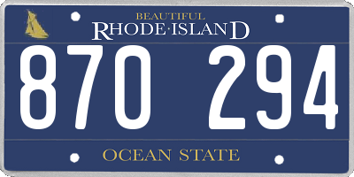 RI license plate 870294