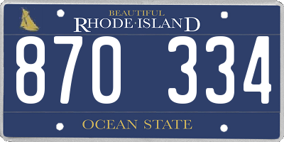 RI license plate 870334