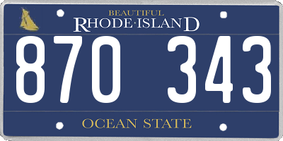 RI license plate 870343