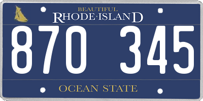 RI license plate 870345