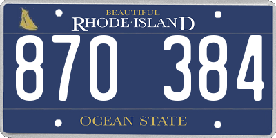RI license plate 870384