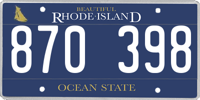 RI license plate 870398