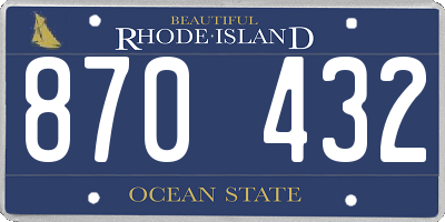 RI license plate 870432