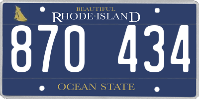 RI license plate 870434