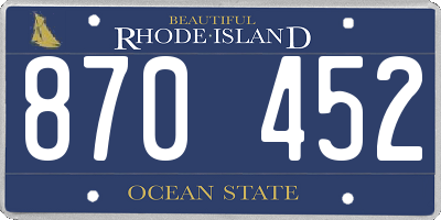RI license plate 870452