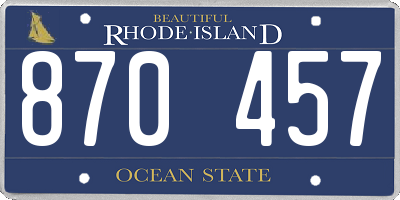 RI license plate 870457