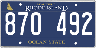 RI license plate 870492