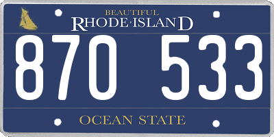 RI license plate 870533