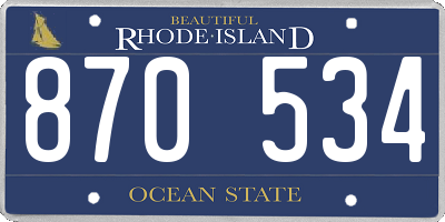 RI license plate 870534