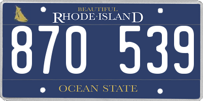 RI license plate 870539