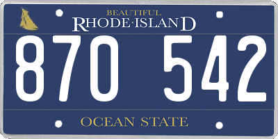 RI license plate 870542