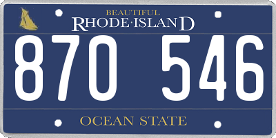 RI license plate 870546