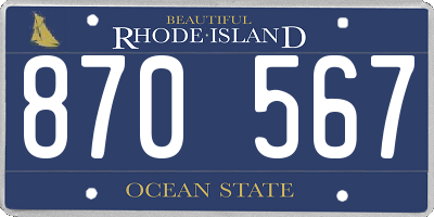 RI license plate 870567