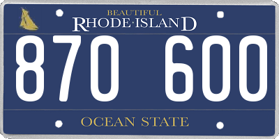 RI license plate 870600