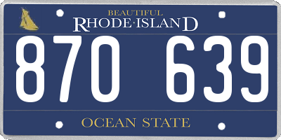 RI license plate 870639