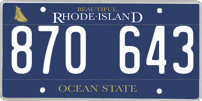 RI license plate 870643