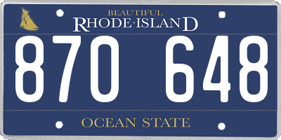 RI license plate 870648