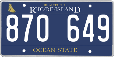 RI license plate 870649