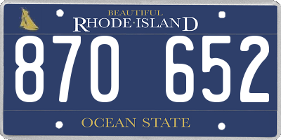 RI license plate 870652
