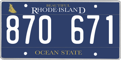 RI license plate 870671