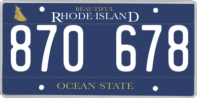 RI license plate 870678