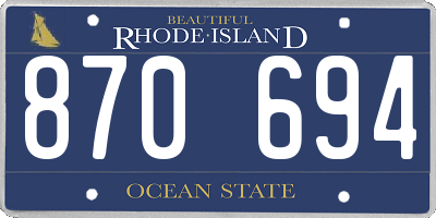 RI license plate 870694