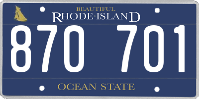 RI license plate 870701