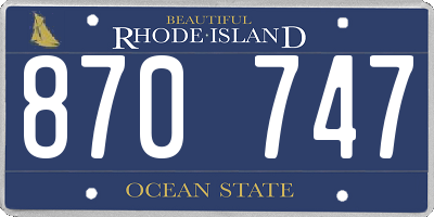 RI license plate 870747