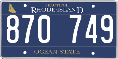 RI license plate 870749