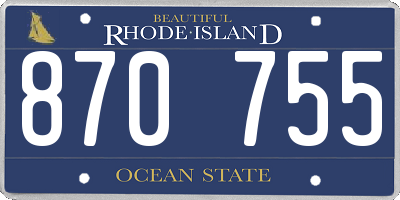 RI license plate 870755