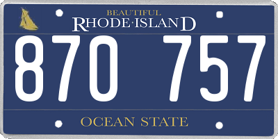 RI license plate 870757