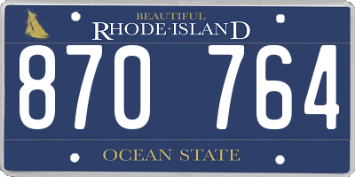RI license plate 870764