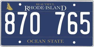RI license plate 870765