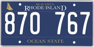 RI license plate 870767