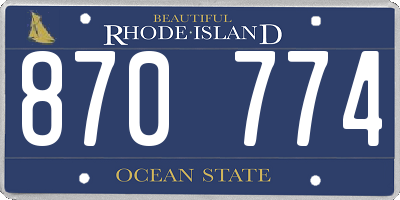 RI license plate 870774