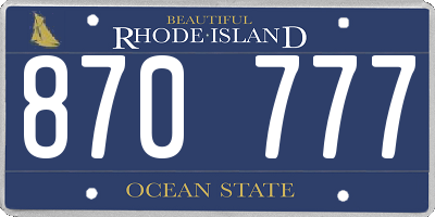 RI license plate 870777
