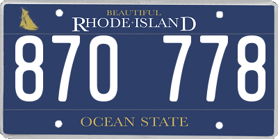 RI license plate 870778