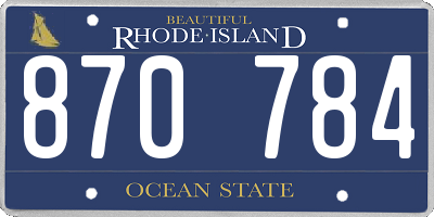 RI license plate 870784