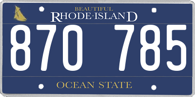 RI license plate 870785