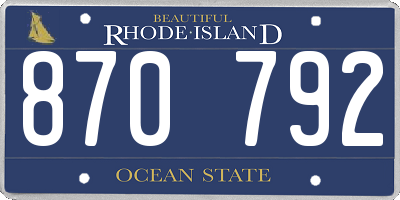 RI license plate 870792