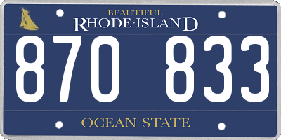 RI license plate 870833