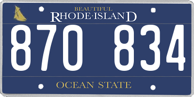 RI license plate 870834