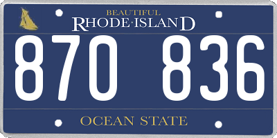 RI license plate 870836
